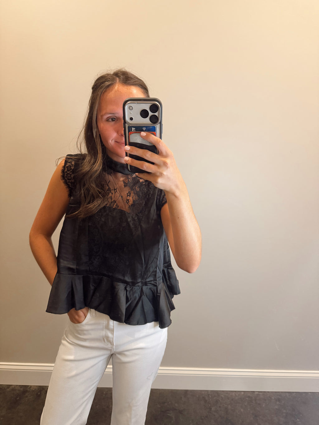 SATIN PEPLUM BLOUSE
