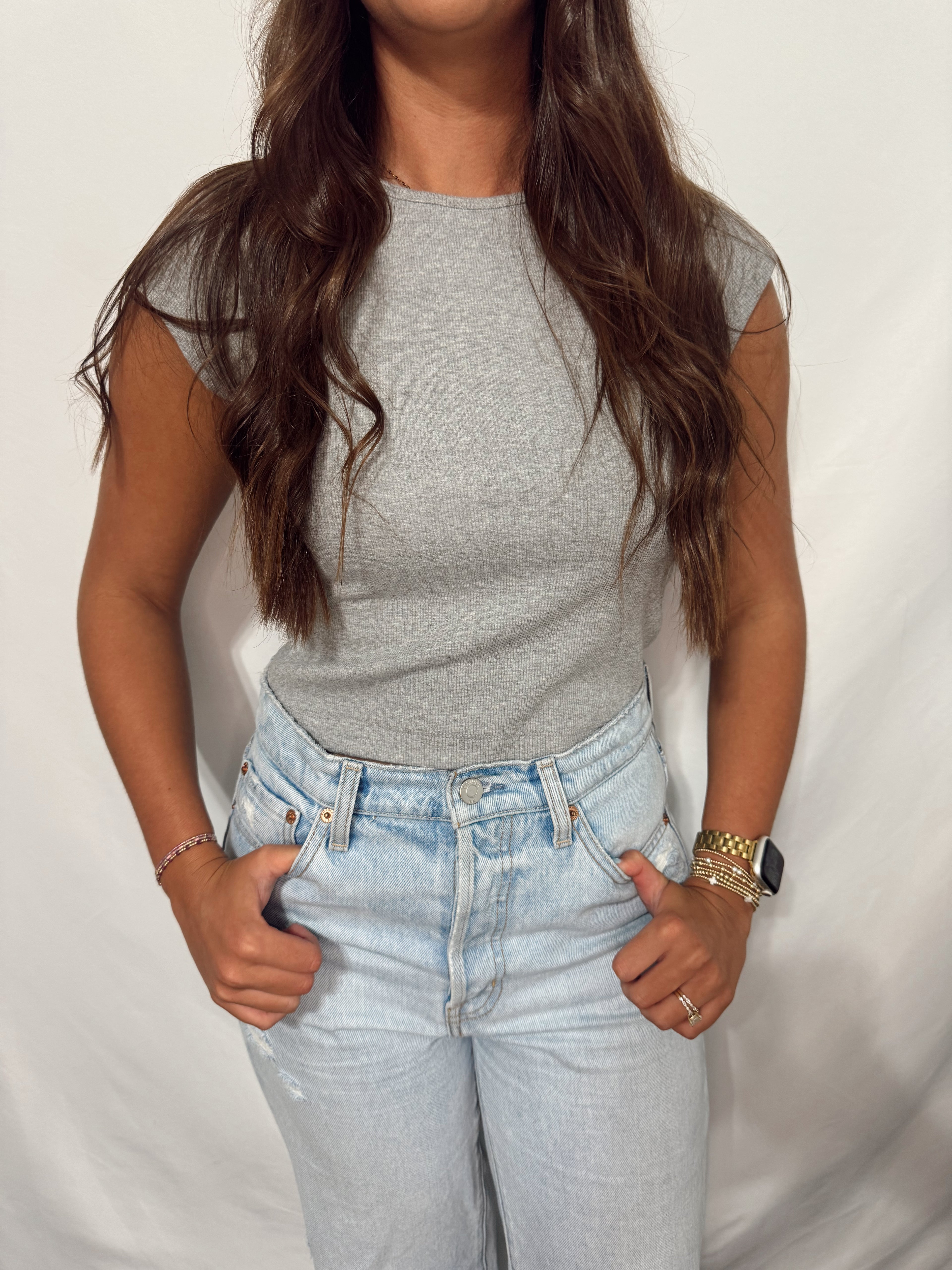 HEATHER GREY COTTON TOP