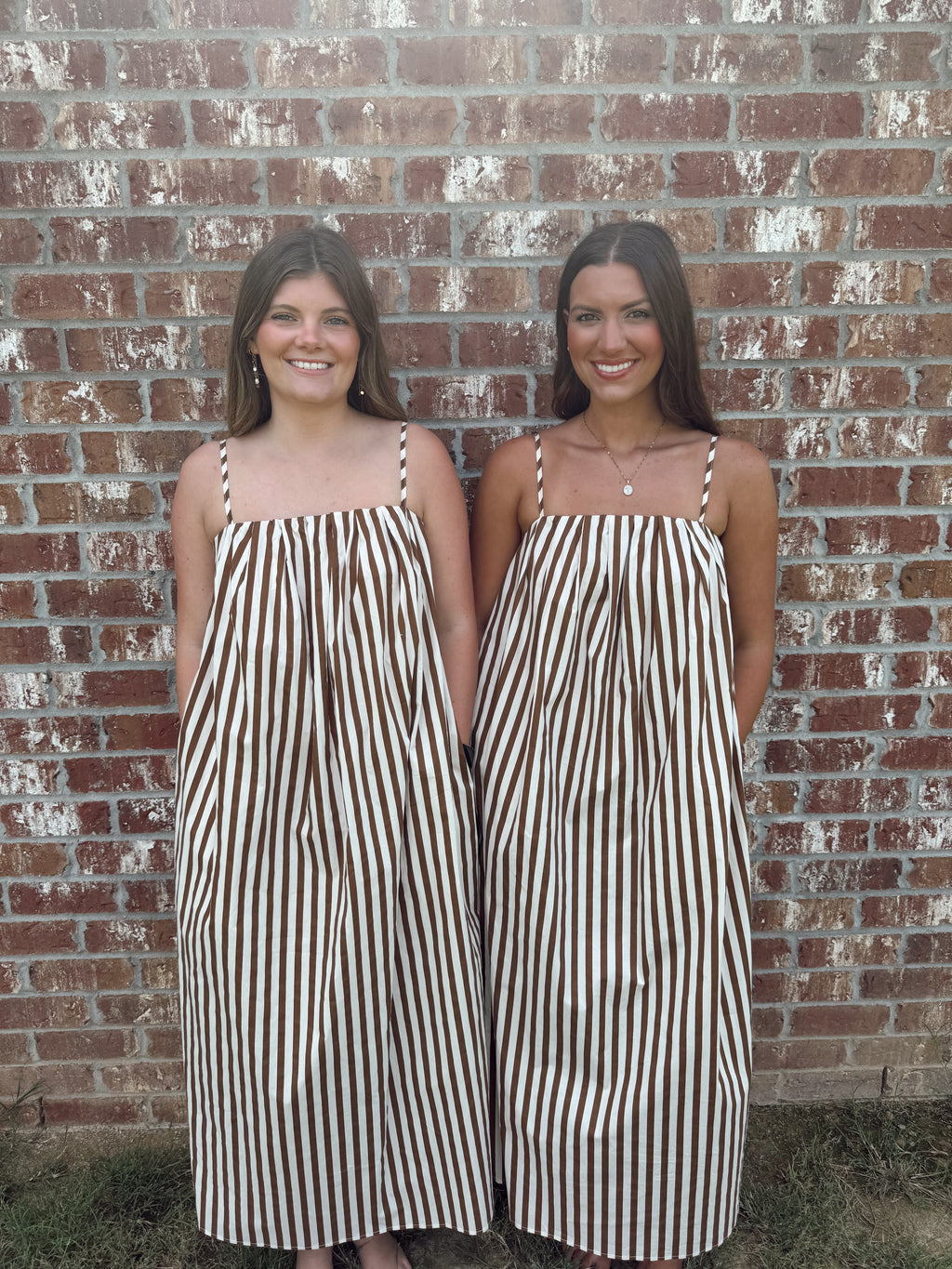 MOCHA STRIPED MIDI DRESS