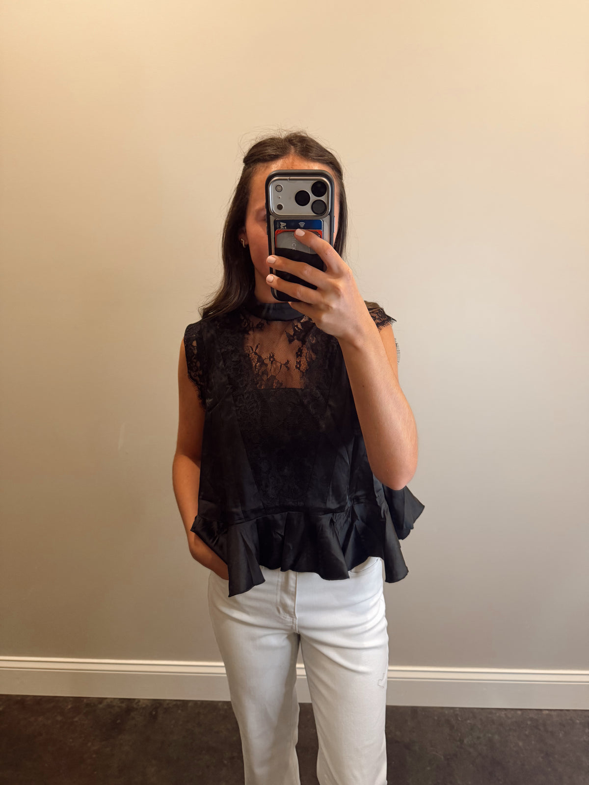 SATIN PEPLUM BLOUSE