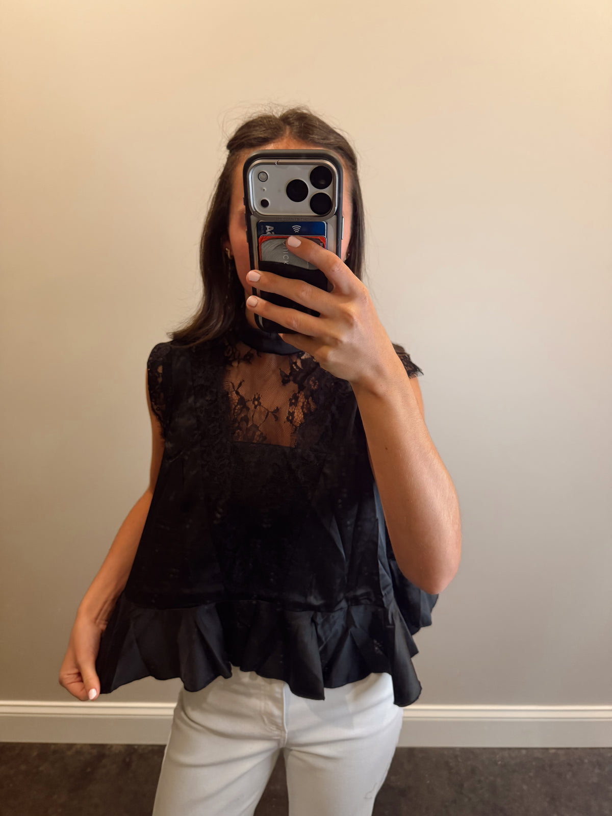 SATIN PEPLUM BLOUSE