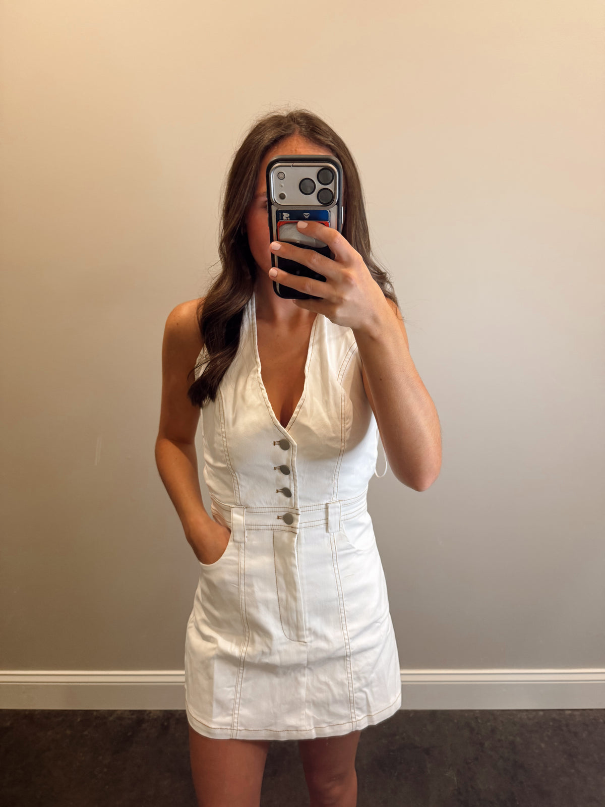 THE HALTER DENIM ROMPER