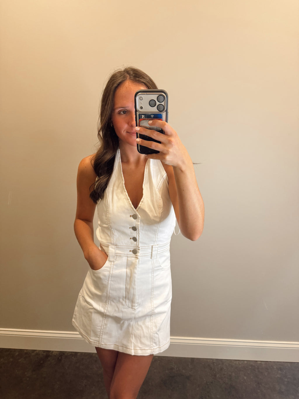THE HALTER DENIM ROMPER