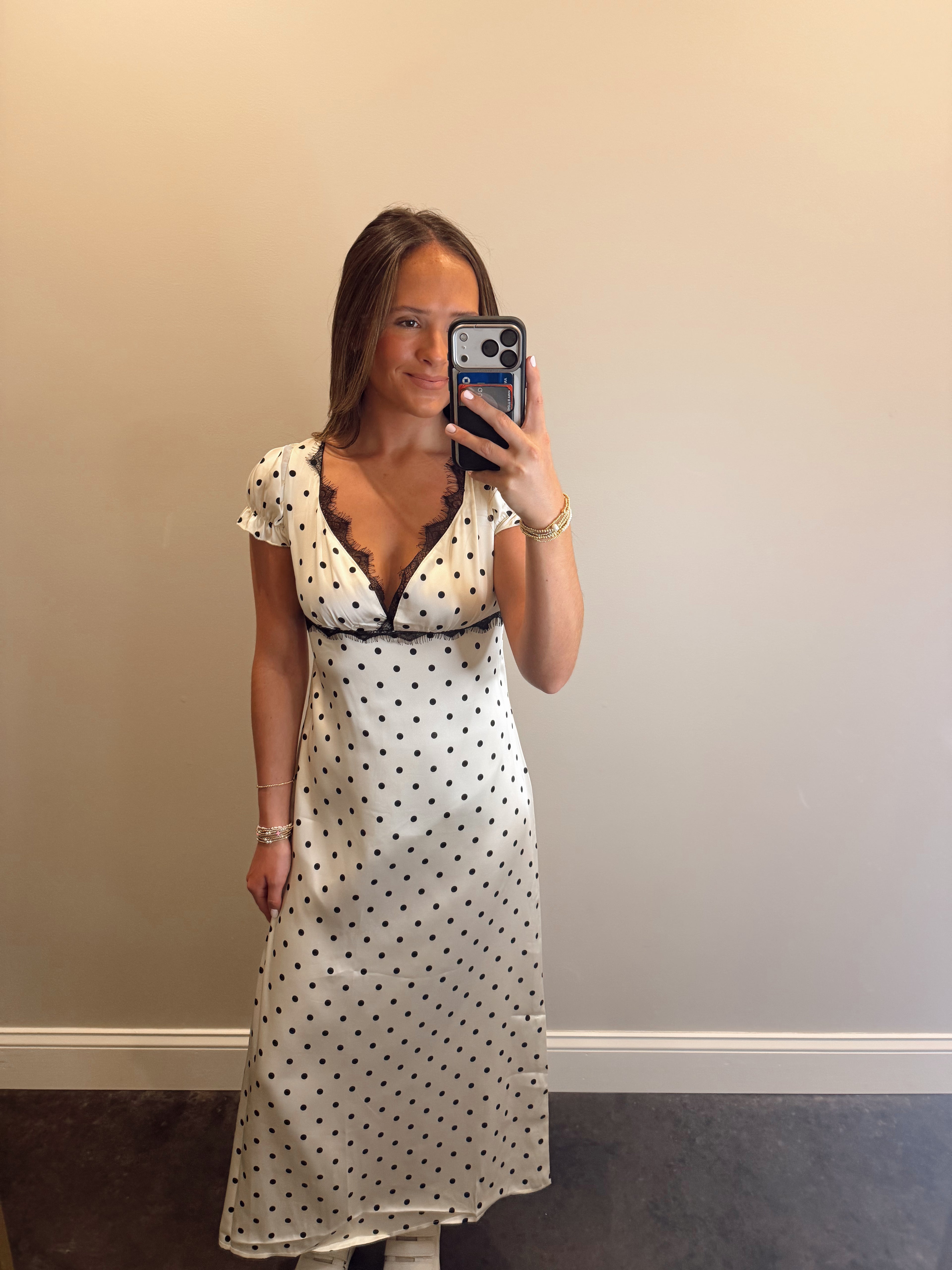 PUFF SLEEVE SATIN DRESS