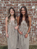 MOCHA STRIPED MIDI DRESS