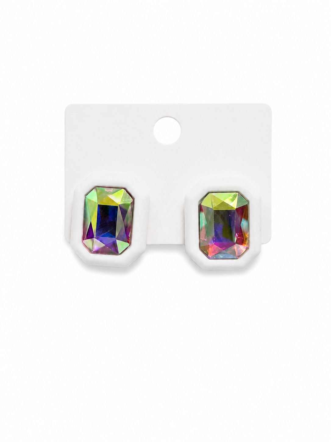WHITE GLOW STUD EARRINGS