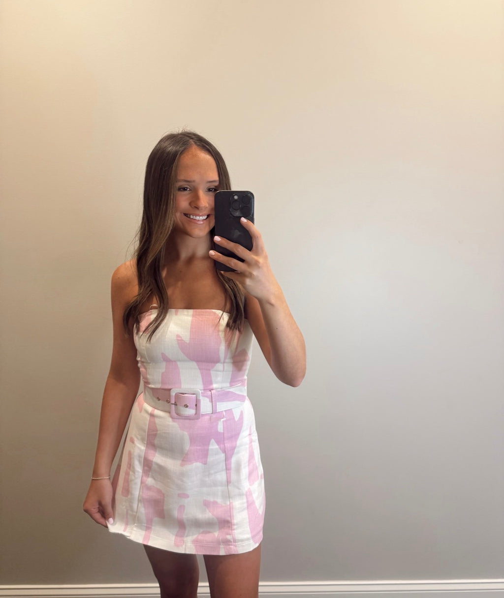 GEOMETRIC PRINT STRAPLESS MINI ROMPER