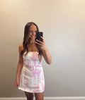 GEOMETRIC PRINT STRAPLESS MINI ROMPER