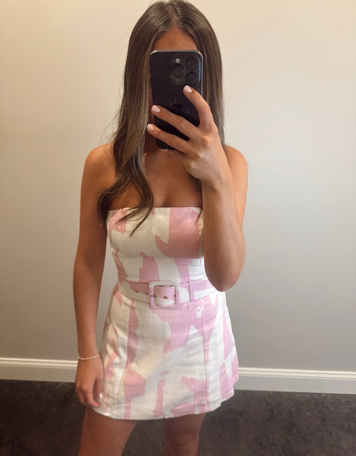 GEOMETRIC PRINT STRAPLESS MINI ROMPER