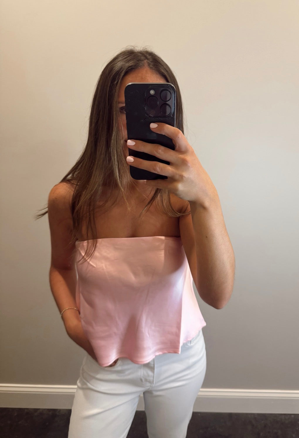 BLUSH SATIN TOP