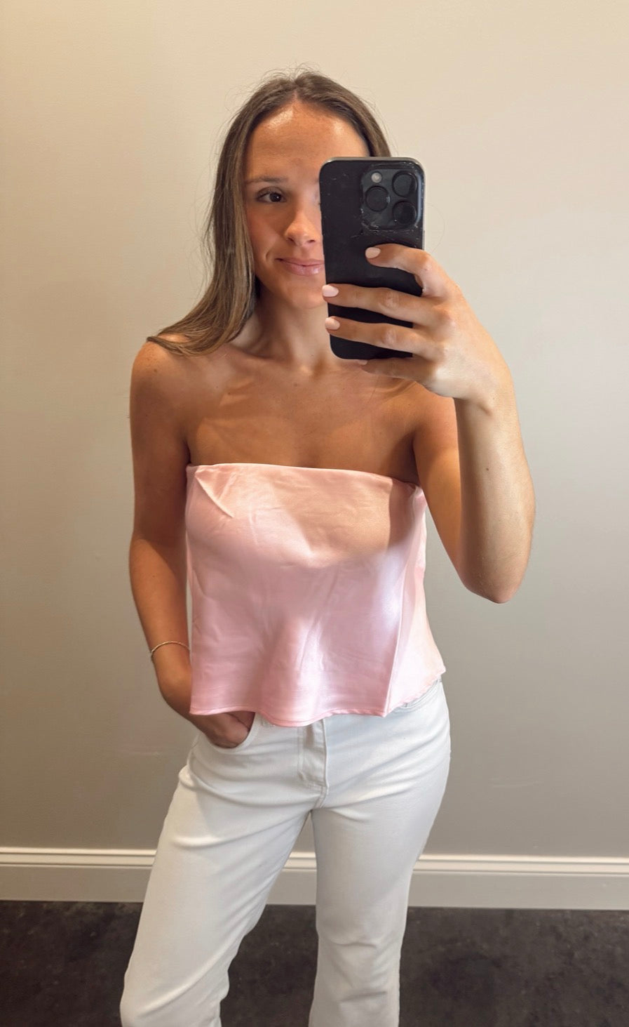 BLUSH SATIN TOP