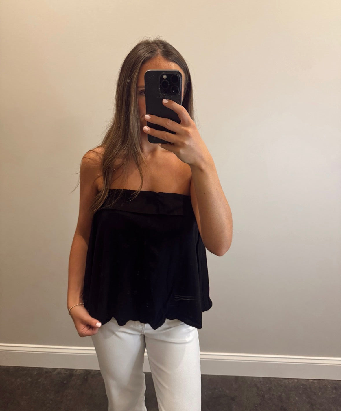 LINEN OVERFOLD BLACK TOP
