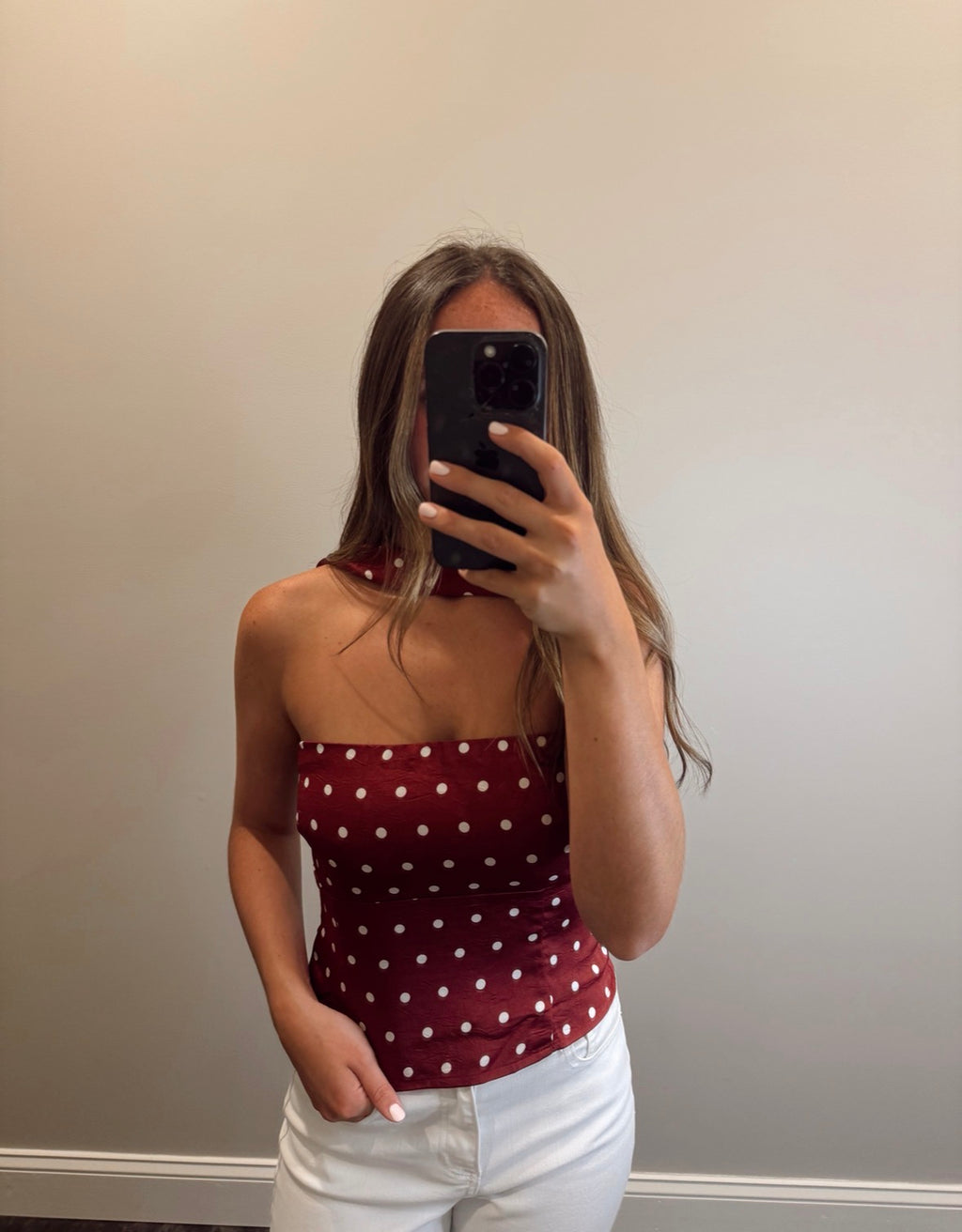 MAROON POLKA DOT TOP