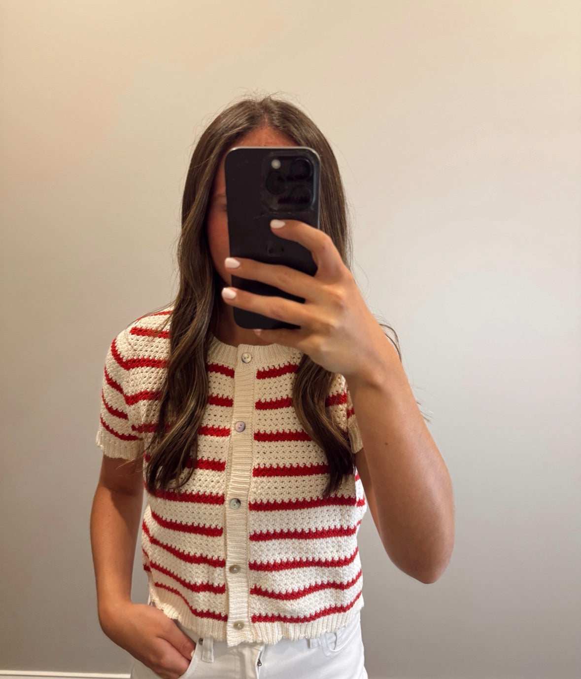 THE RED SCALLOP CARDIGAN