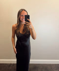 BLACK SATIN SLIP DRESS