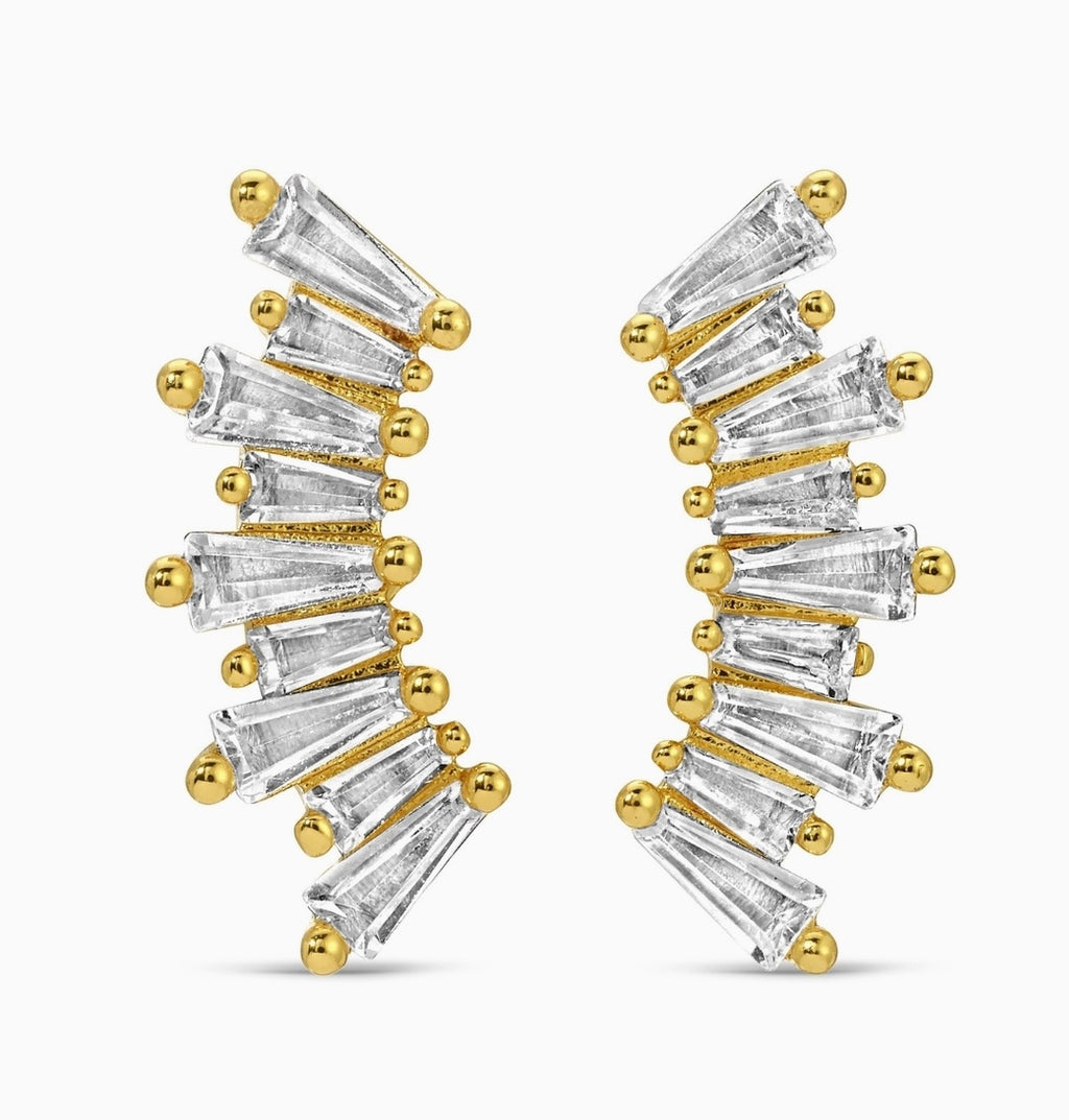 GOLD PLATED CURVED BAGUETTE STUDS