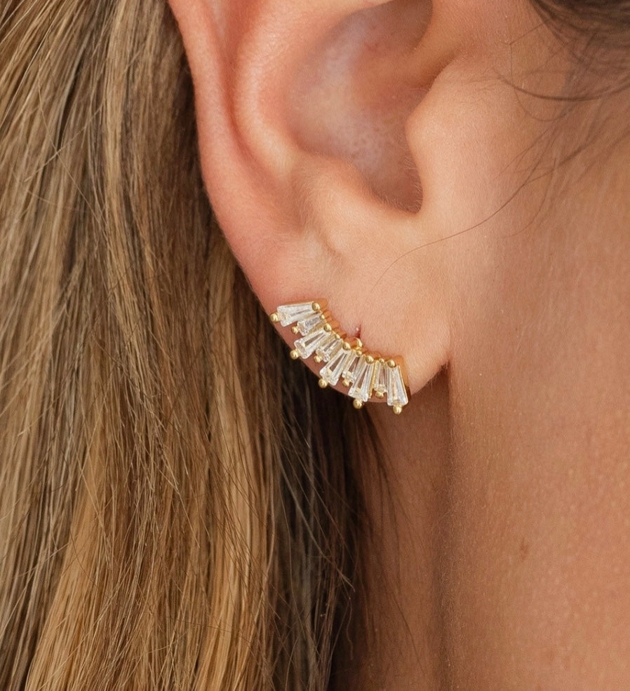 GOLD PLATED CURVED BAGUETTE STUDS