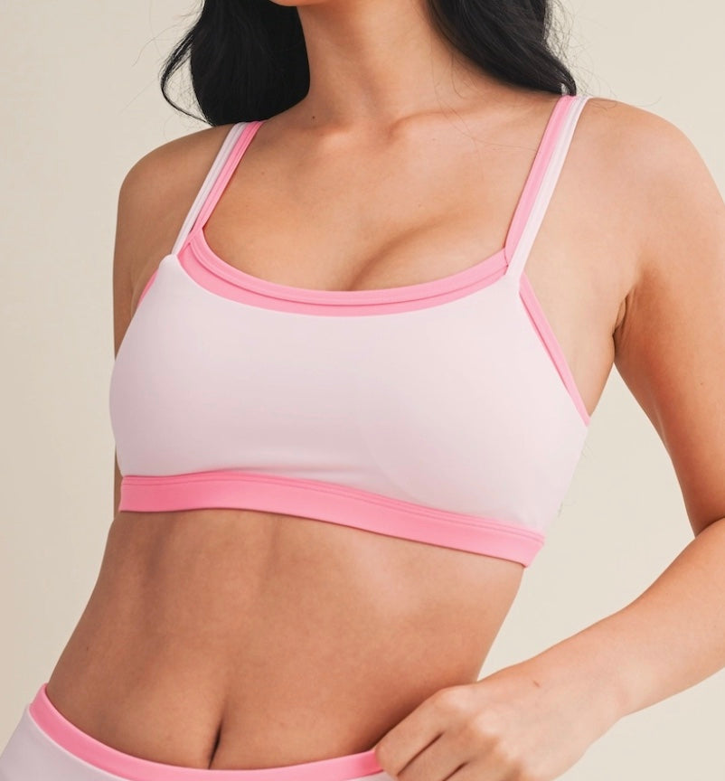 PINK DOUBLE LAYERED SPORTS BRA