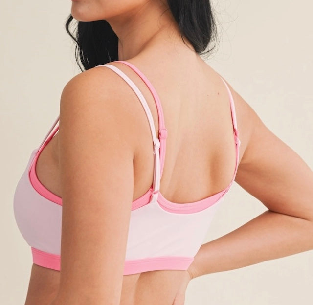 PINK DOUBLE LAYERED SPORTS BRA