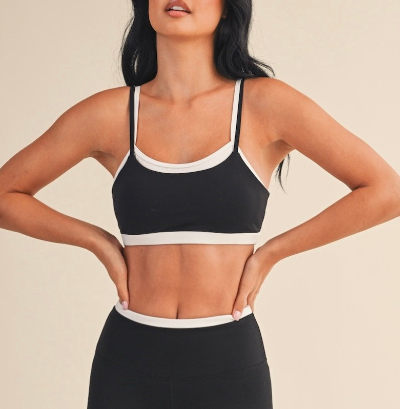 BLACK DOUBLE LAYERED SPORTS BRA